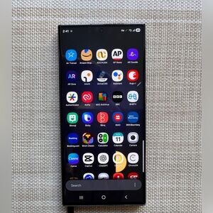 Samsung Black Smartphone with Multicolor App Icons Display